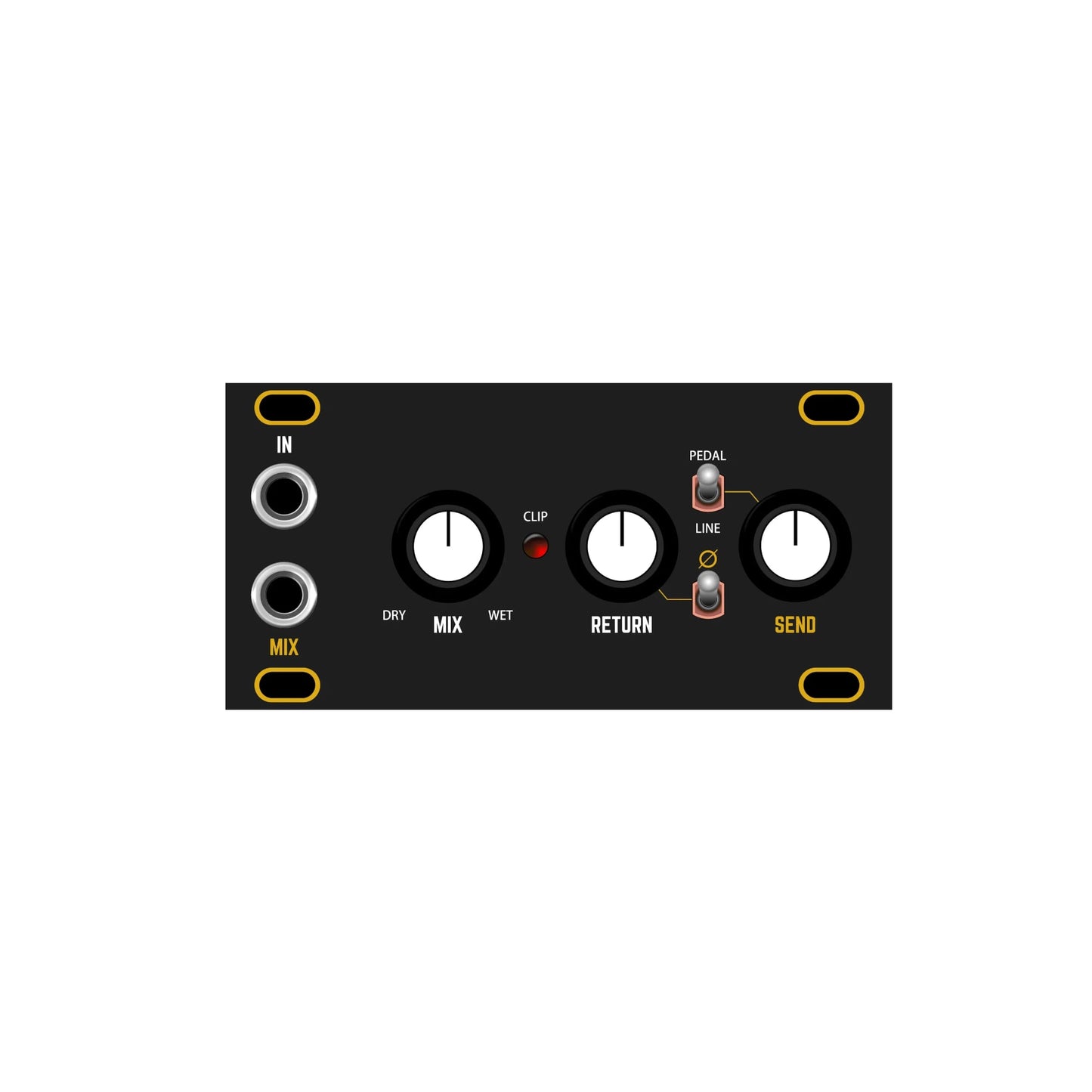 Pedal I/O Jacks 1U - Black & Gold Panel
