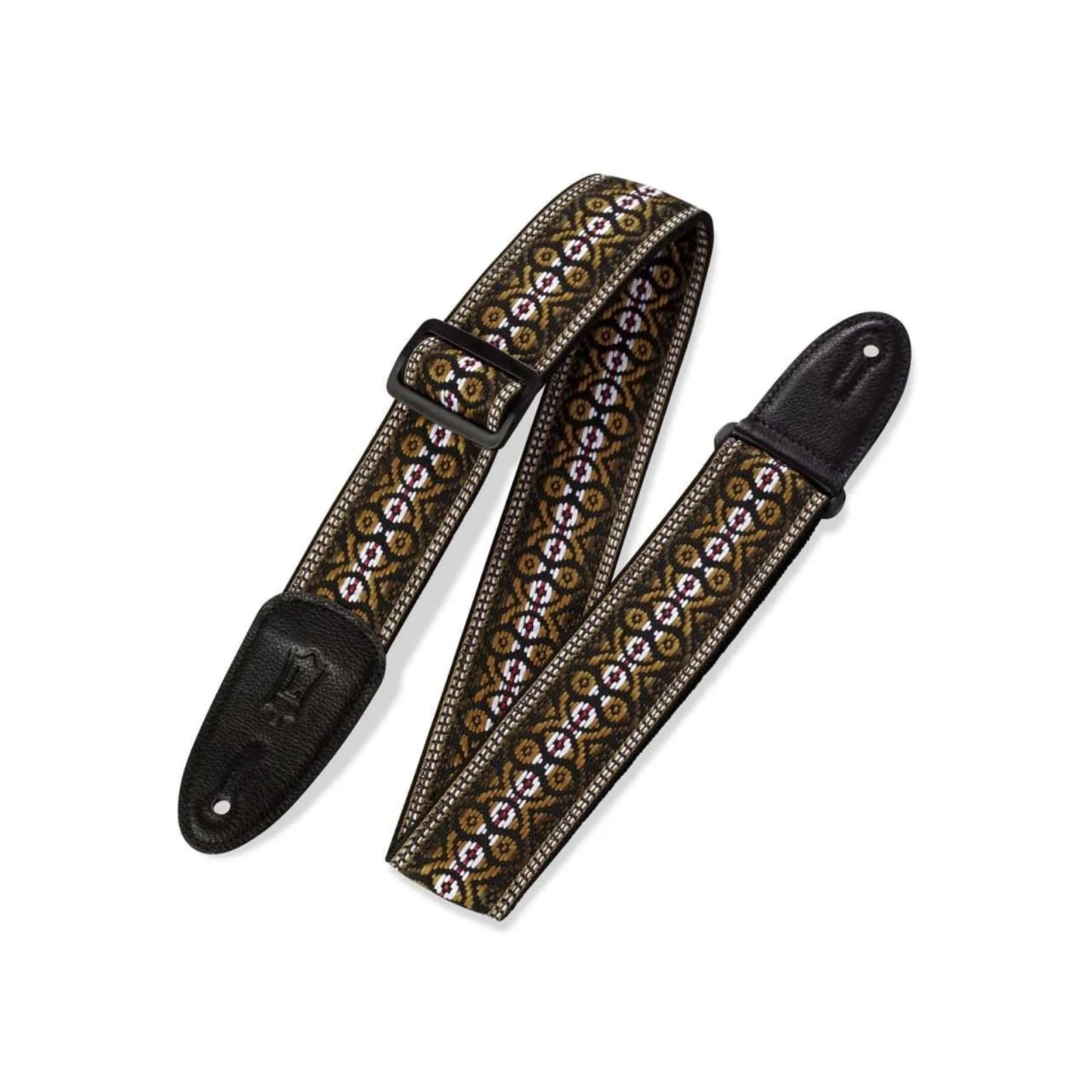 '60s Hootenanny Jacquard Weave Guitar Strap – Brown, Black & Yellow