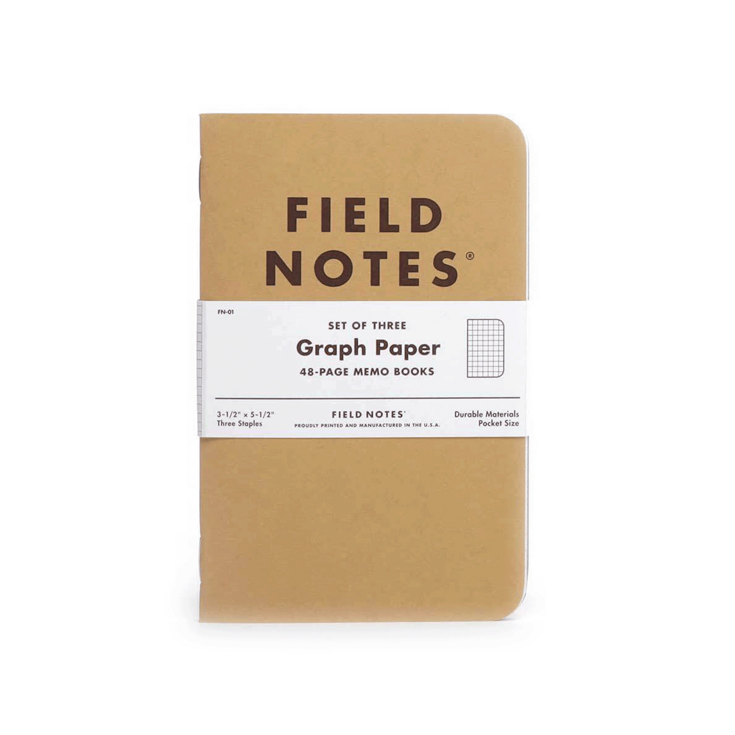 Original Kraft Memo Book: Graph Paper, 3-Pack