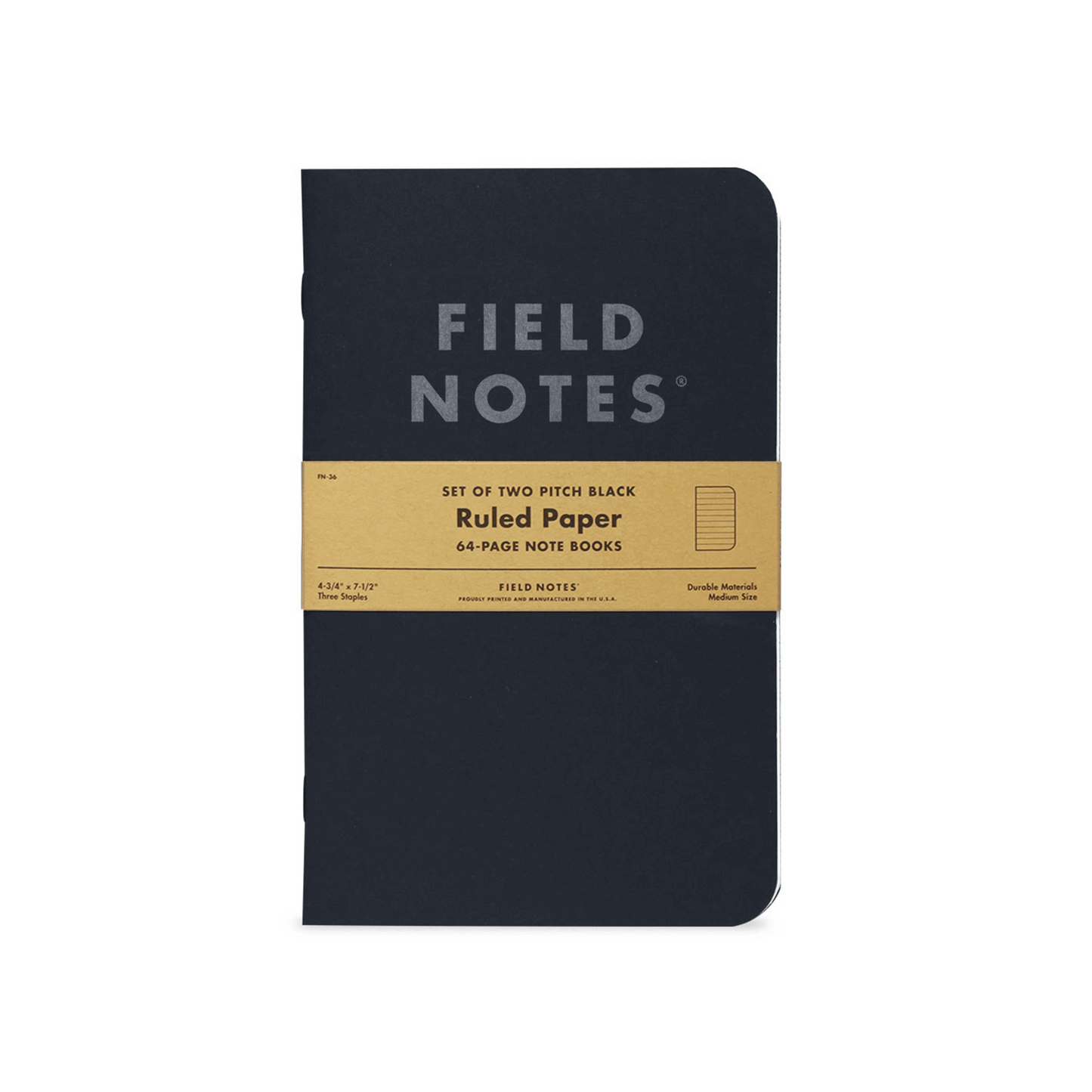 Pitch Black Note Book: Ruled Paper, 2-Pack