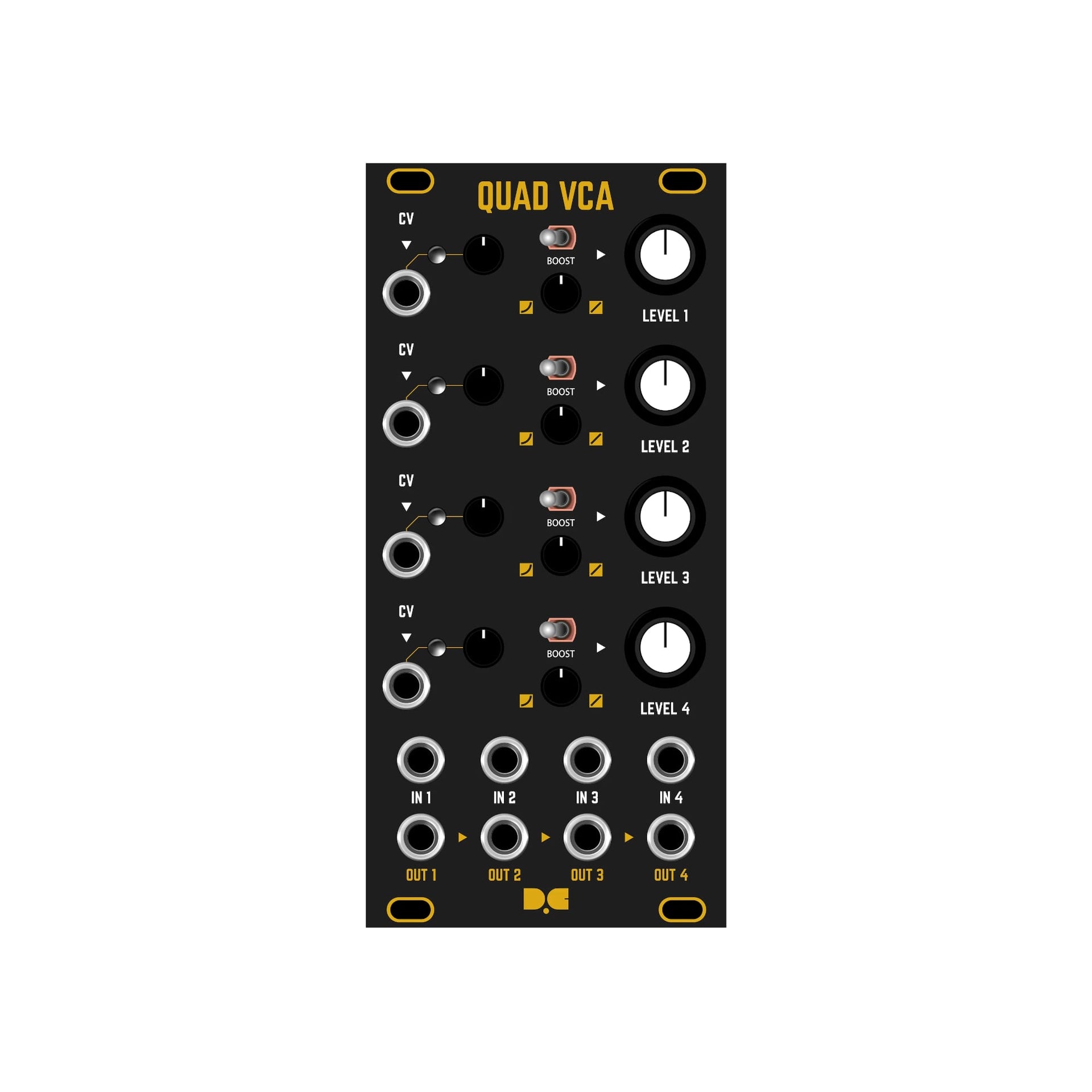 Quad VCA - Black & Gold Panel – Cicada Sound